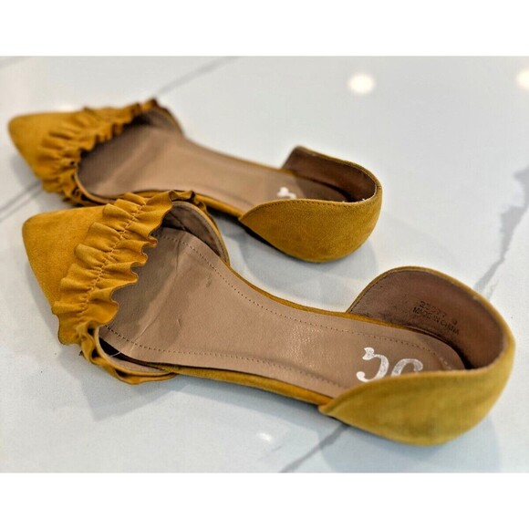 Ruffled Flats Mustard Yellow Suede size 9 boho travel ballerina EU 40 - Picture 12 of 14